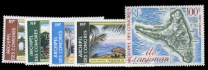 Comoro Islands #C45-49 Cat$19.85, 1972 Airpost, complete set, never hinged