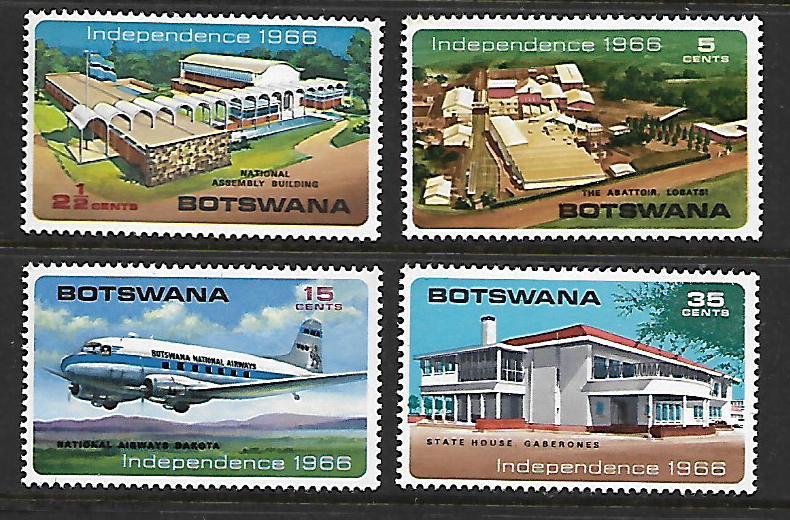 BOTSWANA  1-4 MNH NATIONAL ASSEMBLY BUILDING SET 1966