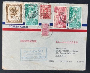 1950 Bogota Colombia First Flight Airmail Cover To Basel Switzerland By Clipper