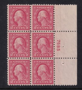 1914 Washington 2c Sc 425 MNH with nice full original gum, plate block (AS