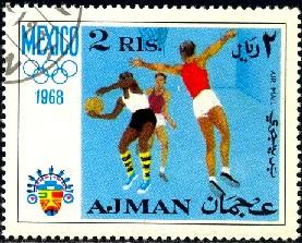 Basketball, 1968 Summer Olympics, Mexico, Ajman stamp Used