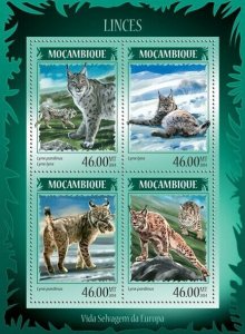 2014 MOZAMBIQUE MNH. LYNXES. Y&T Code: 6043-6046  |  Michel Code: 7360-7364