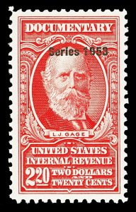 Scott R637 $2.20 1953 Dated Red Revenue Mint VF LH Cat $20