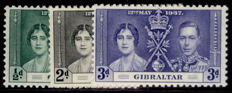 GIBRALTAR GVI SG118-120, 1937 CORONATION set, NH MINT.