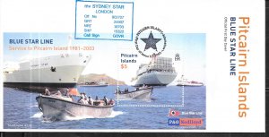 Pitcairn Islands #571  Blue Star Line S/S on cover  (FDC)  CV $11.00