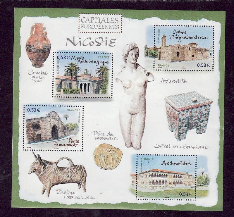 France-Sc#3223- id2-unused NH sheet-European Capitols-Nicosia-2006-