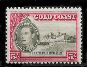 Gold Coast 1938-1941, 5/ Shillings, Better value, Scott # 126,VF MNH**OG