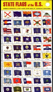 1975 US Poster Stamp H.E. Harris & Co. State Flags of the U.S. Full Sheet MNH