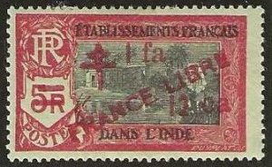 French India, Sc. 208,  mint, hinge remnant, small thin. 1943. (F608a)