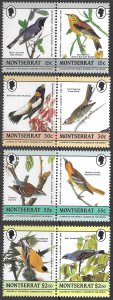 Montserrat Scott 580-583 MNH se tenant Audobon Birds Set of 1985 printing freak