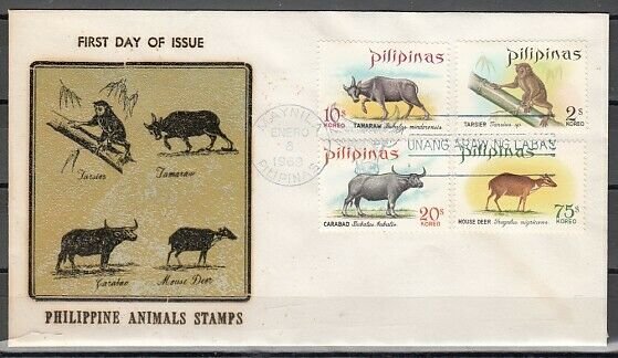 Philippines, Scott cat. 1006-1009. Fauna issue. First day cover. ^