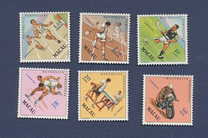 MACAO MACAU - Scott 394-399  - VF MNH - sports, badminton, ping pong, motorcycle