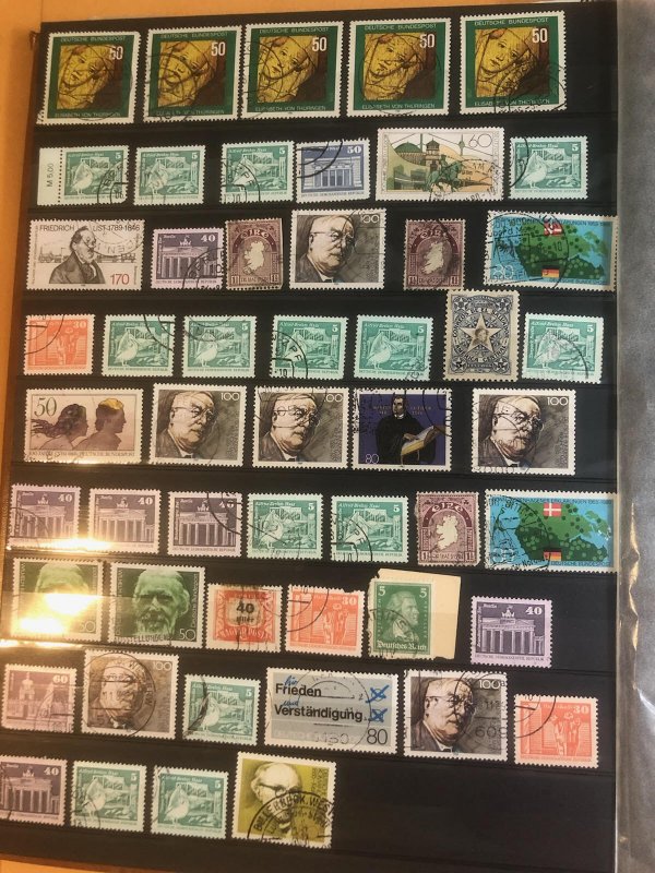 Brown Stock Book Full Of  Old U.S. Stamps & Other Countries