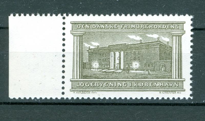 Denmark Poster Stamp Mnh.1939 Masonic, Freemason Grandlodge,