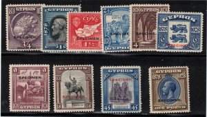 Cyprus #114s - #123s (SG #123s - #132s) Very Fine Mint Lightly Hinged Ovpt Spcmn