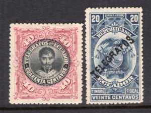 Ecuador 2 Old Telegraph Stamps Mint H