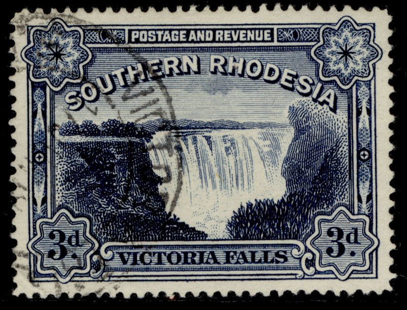 SOUTHERN RHODESIA GV SG35b, 3d deep blue, FINE USED.