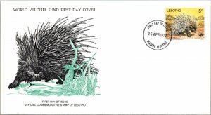 1977 Lesotho - World Wildlife Fund FDC - Porcupine on Cachet - F11284