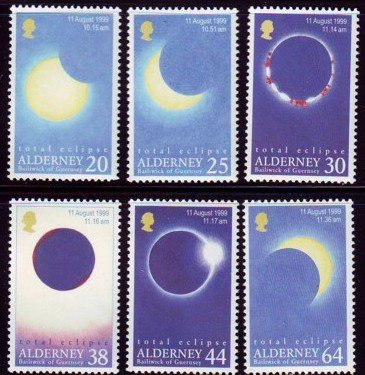 Alderney 1999, Solar Eclipse  MNH set # 128-133