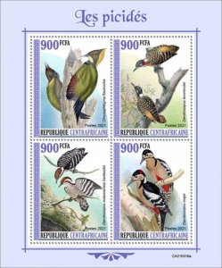 Central Africa - 2021 Woodpeckers, Sunda, Great Spotted - 4 Stamp Sheet