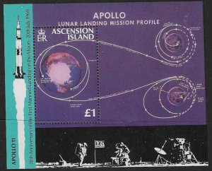 ASCENSION SGMS497 1989 ANNVERSARY OF FIRST MOON LANDING MNH