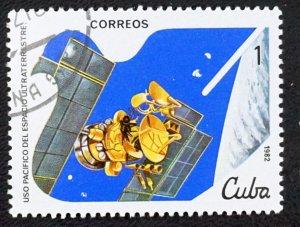 CUBA Sc# 2501 PEACEFUL USE OF OUTER SPACE Gorizont 1c  1982  used cto