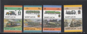 St. Lucia # 807, 811, 812, 814, Locomotives- Pairs, Mint NH, 1/3 Cat.