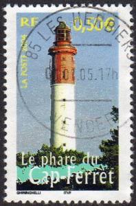 France 3047h - Used - 50c Cape Ferret Lighthouse (2004) (cv $1.25)