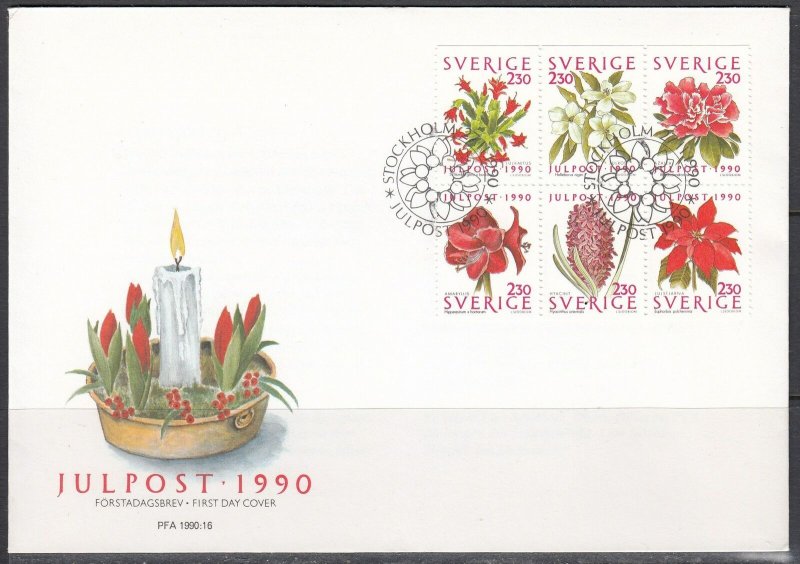 Sweden Scott 1860a FDC - 1990 Christmas Issue