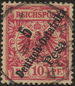 GERMAN EAST AFRICA SG11 Mi 8 1896 5p ON 10pf ROSE USED