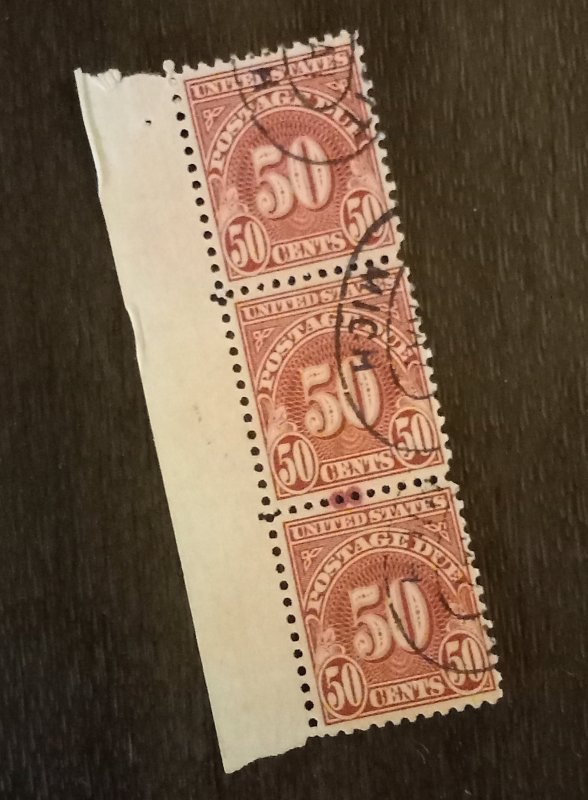 US SCOTT #J86 USED POSTAGE DUE 50c Pair/STRIP Of (3) Stamps VF