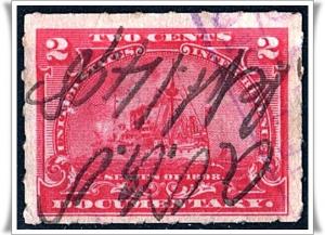 R164 2¢ Battleship Documentary Stamp (1898) Used