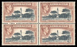 Gibraltar 1938 KGVI 2s block of 4 with BIRD ON MEMORIAL var MLH. SG 128b,128bb.