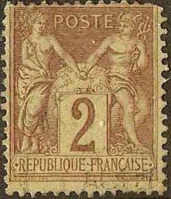 France - #88 -Used- 1877 - Peace - 2c - SCV-1.90