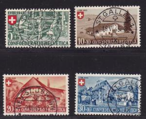 Switzerland 1945 Pro-Patria Semi-Postals Complete (4) 'Farms' Very Fine Used