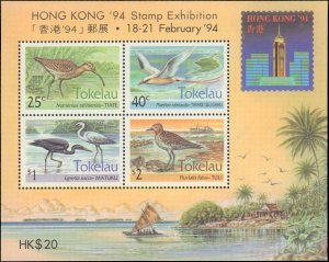 Tokelau #193a, Complete Set, S/S Only, 1994, Stamp Show, Birds, Never Hinged