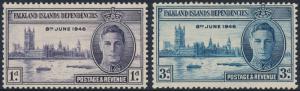 Falkland Islands Dependencies 1946 Victory Set of 2 SGG17-G18 MVLH