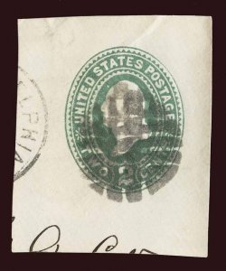 U311 1890 cut square, Philadelphia or New Philadelphia?, fancy cancel geometric