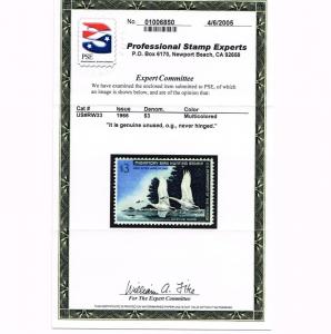 GENUINE SCOTT #RW33 MINT OG NH PSE CERT FEDERAL DUCK STAMP - ESTATE SALE