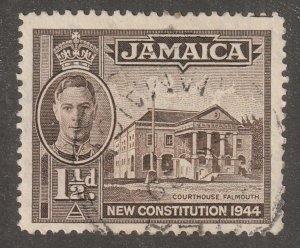 Jamaica, Postage, Stamp, Scott#129, Used, Hinged, 1 1/2d, New Constitution,