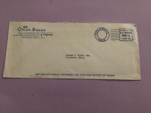 U.S. The Ohlen Bishop Company Master Saw Makers   Pre Paid Stamp Cover R50798