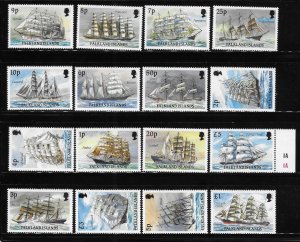 Falkland islands 1989 Ships of Cape Horn Sailing Sc 485-500 MNH A1440