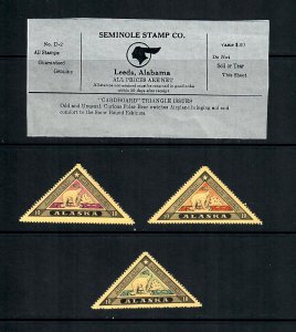 Seminole Stamp Co. Card Alaska Mercy Flight 1920s Cardboard 3 Triangles Issue NG