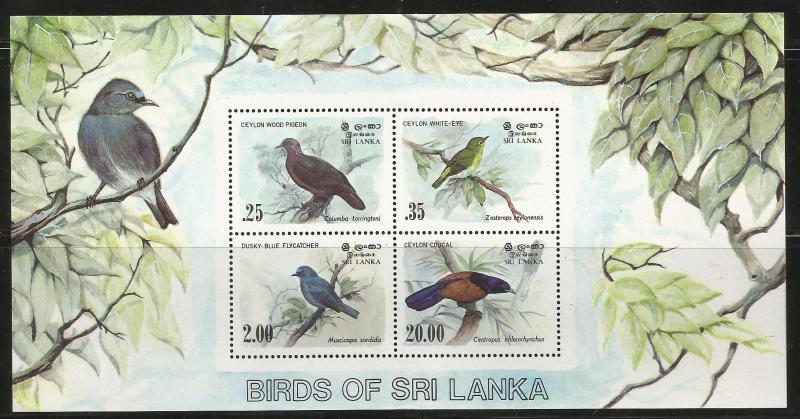 SRI LANKA 694a, MINT HINGED,  SOUVENIR SHEET OF 3 STAMPS, BIRDS