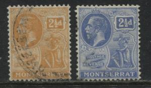 Montserrat KGV 1922 2 1/2d orange & 1923 2 1/2d ultra used