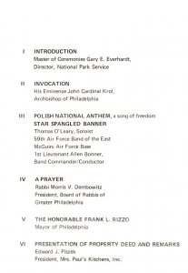 Bicentennial Dedication Program Kosciuszko Memorial #734 Phila Poland 1976