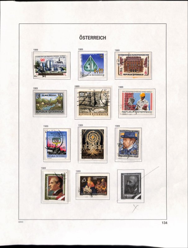 Austria Österreich lot of used stamps 1989 - p134 The album page is not included