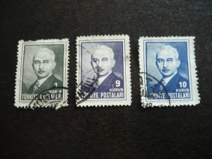 Stamps - Turkey - Scott# 935,937,938 - Used Part Set of 3 Stamps