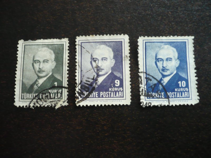 Stamps - Turkey - Scott# 935,937,938 - Used Part Set of 3 Stamps