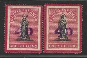 VIRGIN ISLANDS 1888 S.G. 42, 42B MINT HINGED V.F.